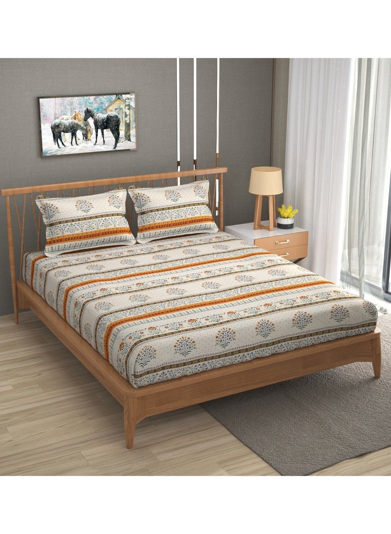 AURIO Premium Queen Size Fitted Bedsheet with 2 Pillowcases – Modern Design – Deep Pocket (180x200+35 cm, 72 x 78 + 10 inch) Soft, Breathable Microfiber Bedding Set for Home Comfort - Image 1